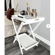 25" Tall Tray Top Cross Leg End Table - White
